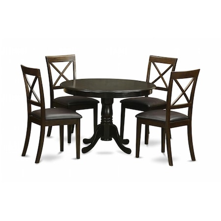 East West Furniture 5 Piece Kitchen Nook Dining Set-Kitchen Table and 4 Dinette Chairs HLBO5-CAP-LC
